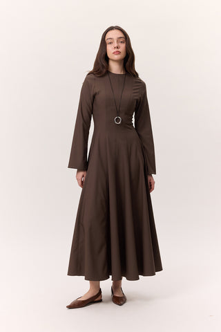 Structured Panel Dress Brown