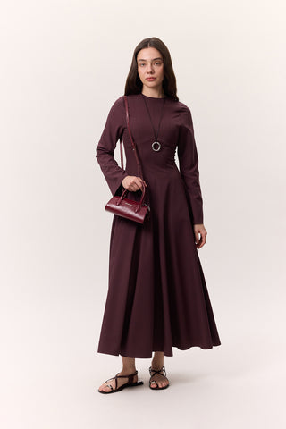 Structured Panel Dress Burgundy