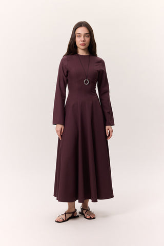 Structured Panel Dress Burgundy
