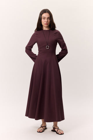 Structured Panel Dress Burgundy