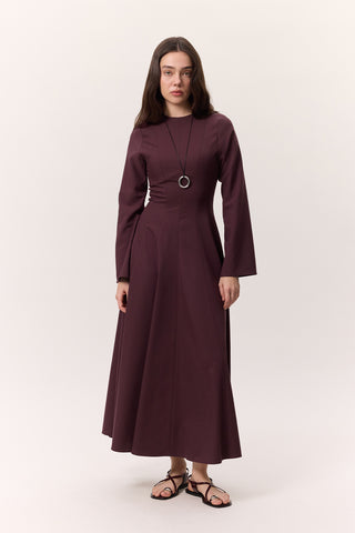 Structured Panel Dress Burgundy