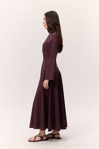 Structured Panel Dress Burgundy