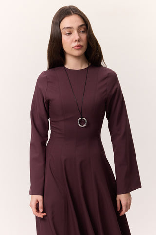 Structured Panel Dress Burgundy