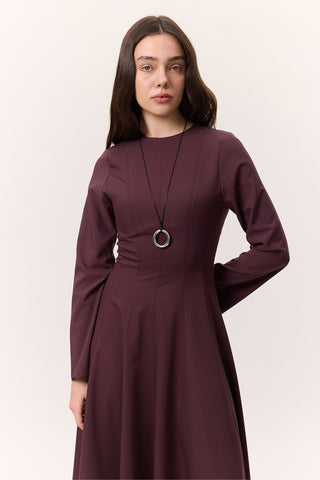 Structured Panel Dress Burgundy