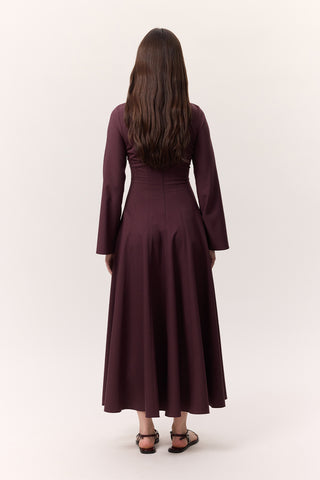Structured Panel Dress Burgundy