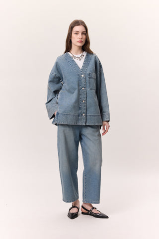 Button-Up Denim Jacket Blue