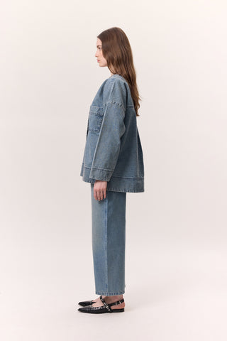 Button-Up Denim Jacket Blue