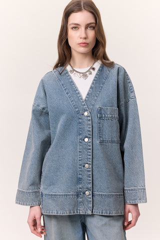 Button-Up Denim Jacket Blue