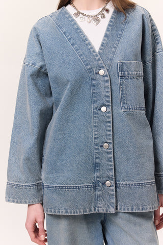Button-Up Denim Jacket Blue