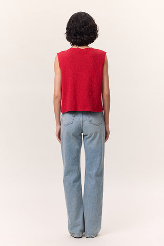 Lace-Up Knit Vest Red
