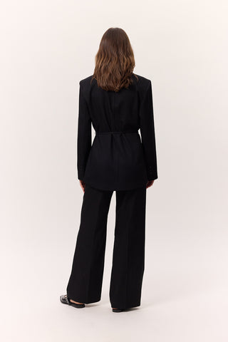 Belted Buttoned Blazer Black