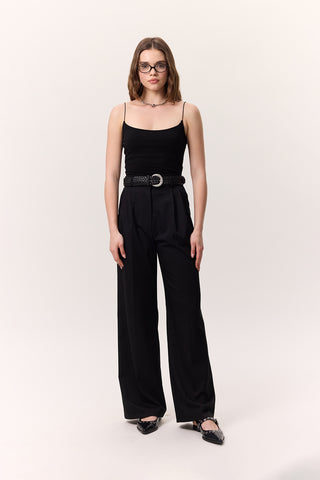 Wide-Leg Palazzo Trousers Black