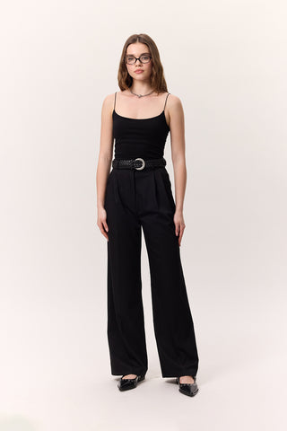 Wide-Leg Palazzo Trousers Black