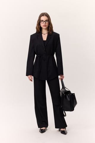 Wide-Leg Palazzo Trousers Black