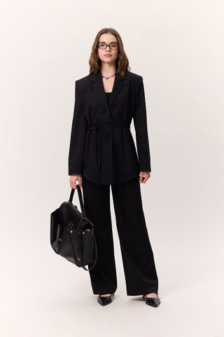 Wide-Leg Palazzo Trousers Black