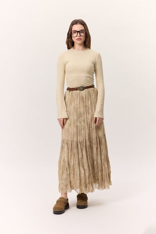 Patterned Crushed Pleated Skirt Nova