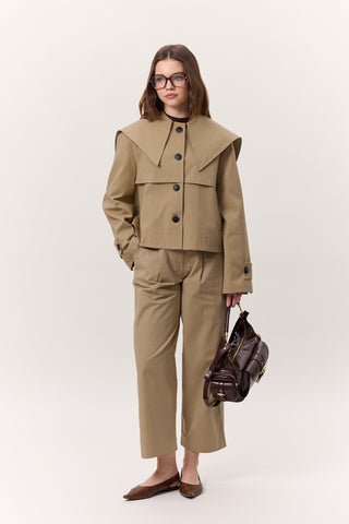 Pleated Gabardine Trousers Sand