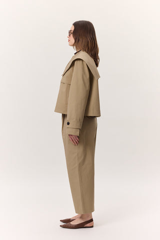 Pleated Gabardine Trousers Sand