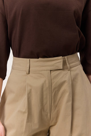 Pleated Gabardine Trousers Sand