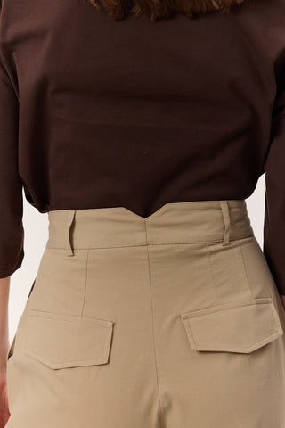 Pleated Gabardine Trousers Sand
