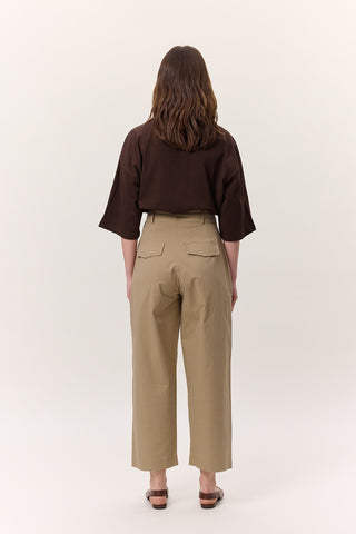 Pleated Gabardine Trousers Sand