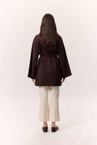 Oversized T-Shirt With Tie Detail Dark Brown