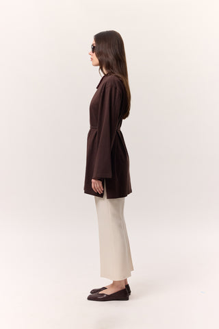 Oversized T-Shirt With Tie Detail Dark Brown