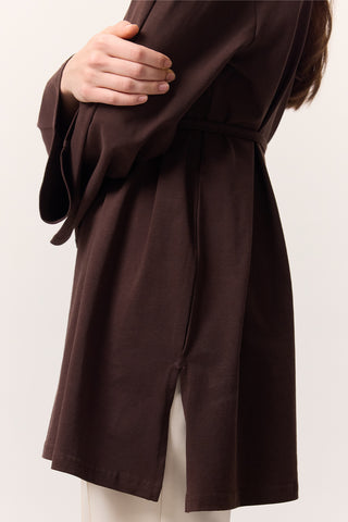 Oversized T-Shirt With Tie Detail Dark Brown