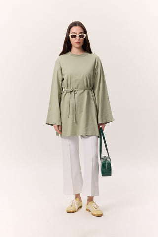 Oversized T-Shirt With Tie Detail Pistachio Green