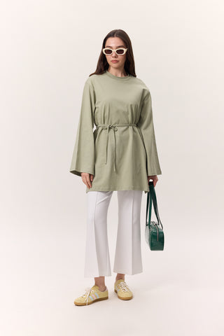 Oversized T-Shirt With Tie Detail Pistachio Green