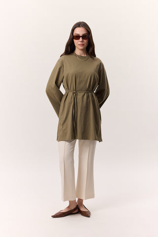Oversized T-Shirt With Tie Detail Khaki