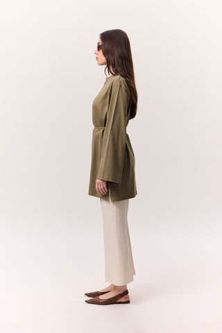 Oversized T-Shirt With Tie Detail Khaki