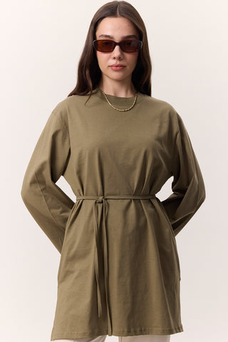 Oversized T-Shirt With Tie Detail Khaki