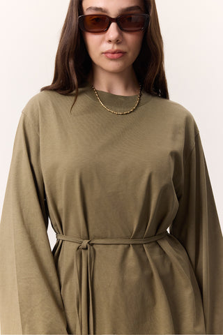 Oversized T-Shirt With Tie Detail Khaki