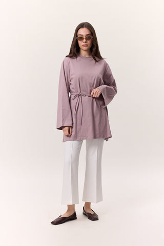 Oversized T-Shirt With Tie Detail Lilac