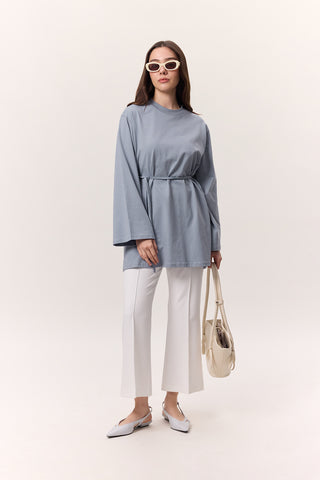 Oversized T-Shirt With Tie Detail Blue