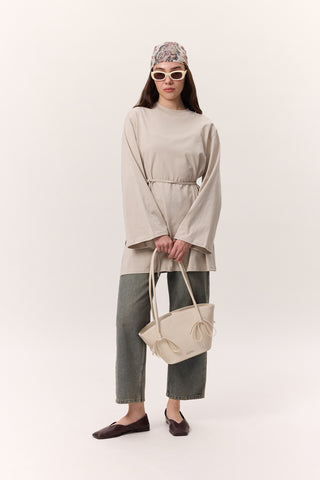 Oversized T-Shirt With Tie Detail Stone