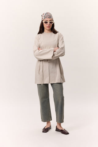 Oversized T-Shirt With Tie Detail Stone