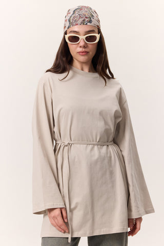 Oversized T-Shirt With Tie Detail Stone