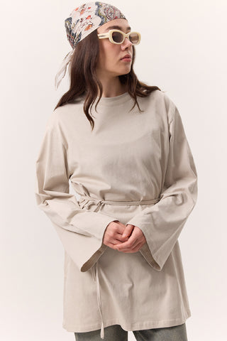 Oversized T-Shirt With Tie Detail Stone