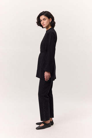 Oversized T-Shirt With Tie Detail Black