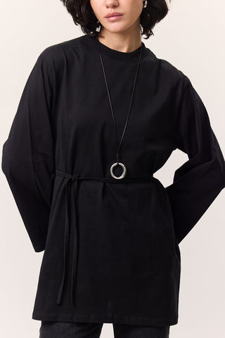 Oversized T-Shirt With Tie Detail Black