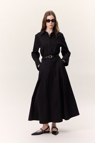 Fitted Shirt With Pintuck Detail Black