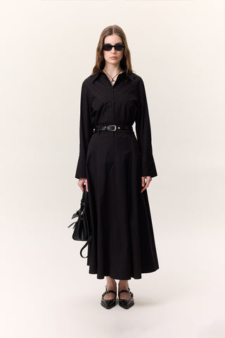 Fitted Shirt With Pintuck Detail Black