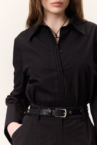 Fitted Shirt With Pintuck Detail Black