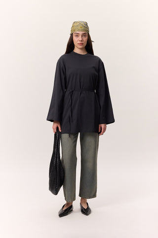 Oversized T-Shirt With Tie Detail Anthracite