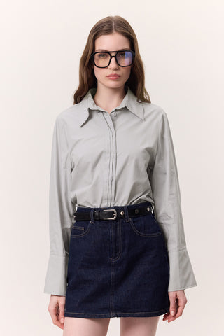 Fitted Shirt With Pintuck Detail Ice Blue