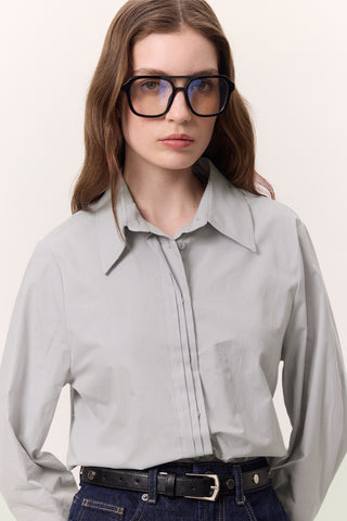 Fitted Shirt With Pintuck Detail Ice Blue