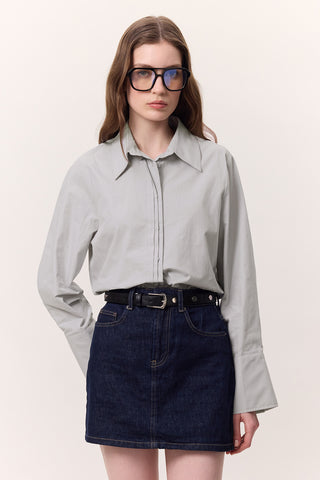 Fitted Shirt With Pintuck Detail Ice Blue