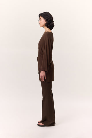 Knit Belted Tunic Brown